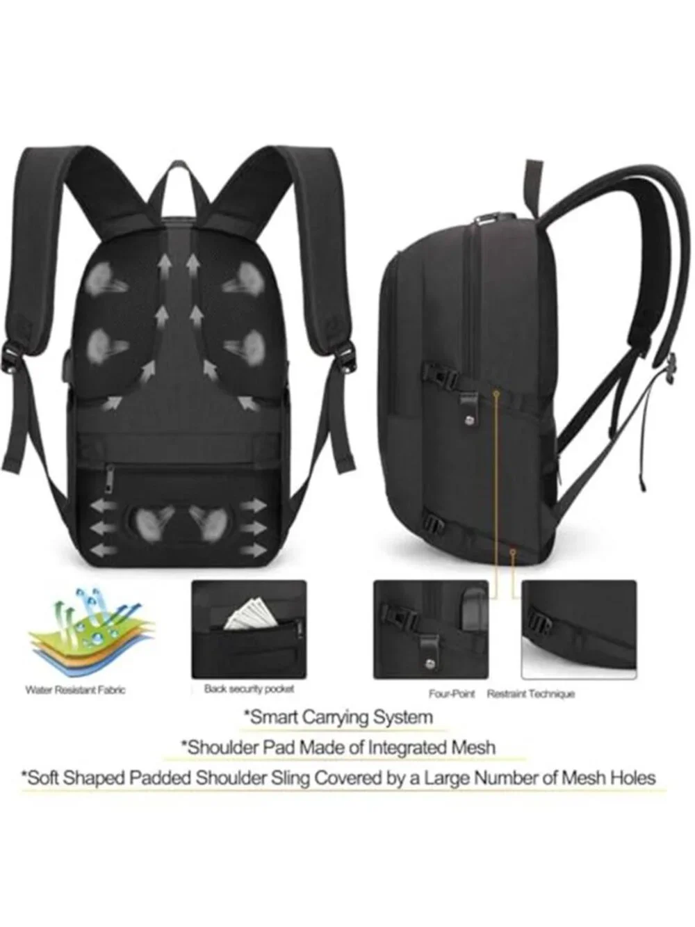 Laptop Backpack Anti Theft Water Resistant Travel Bag Lock 15.6 Computer Office